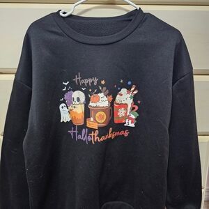 Black Halloween Sweatshirt with Festive Print
